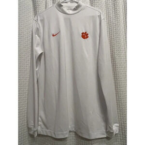 Nike Clemson Tigers Size Medium Shirt White Long Sleeve Mock Neck Men’s M8